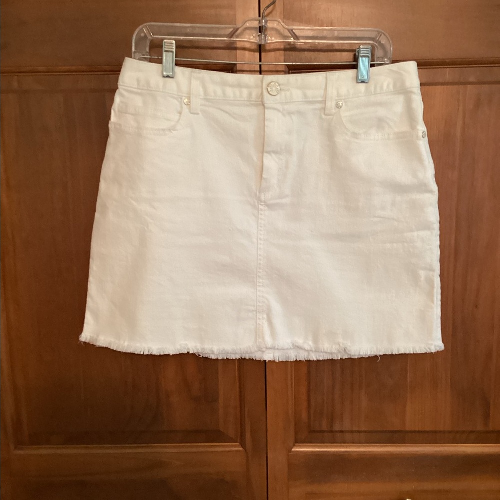 Lilly Pulitzer Kooper White Denim Skirt with Frayed Hem